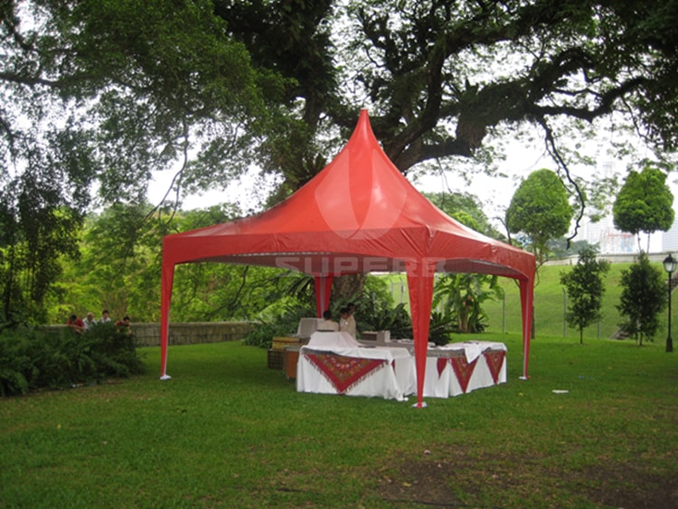 Red gazebo tent for wedding