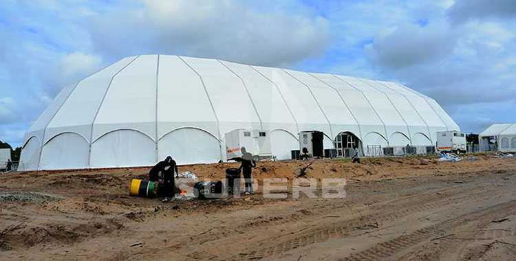 30m Large igloo structure polygon tent in Mozambique