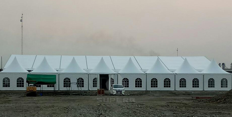 white party tent with windows and sidewalls