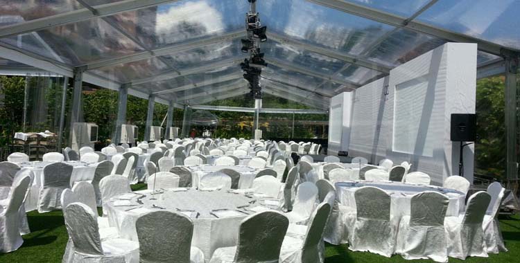 big outdoor transparent wedding party tent