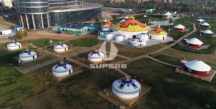 A catering center with more than 20 luxurious yurt tents
