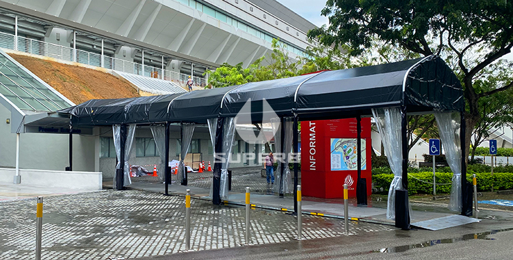 Outdoor temporary small black walkway tent